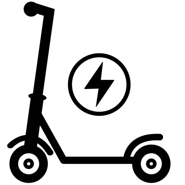 Electric Scooter Icon White Bckground Scooter Thunderbolt Sign Eco Transport — Stock Vector