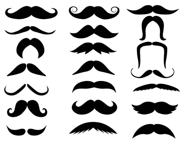 Black Sillhouettes Moustache Icon White Background Barbershop Facial Sign Moustache — Stock Vector