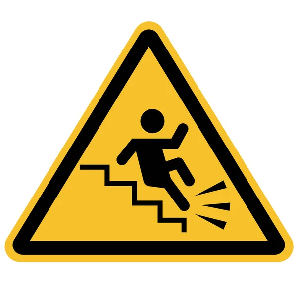 Warning Falling Stairs Sign White Background Slippery Stairs Warning Sign — Stockvektor
