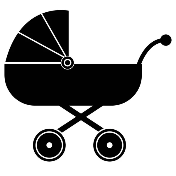 Baby Carriage Icon White Background Pram Sign Flat Style — Διανυσματικό Αρχείο