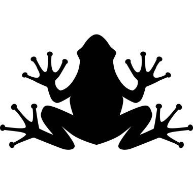 Beyaz arka planda kara kurbağa işareti. Kurbağa simgesi logosu. düz biçim.