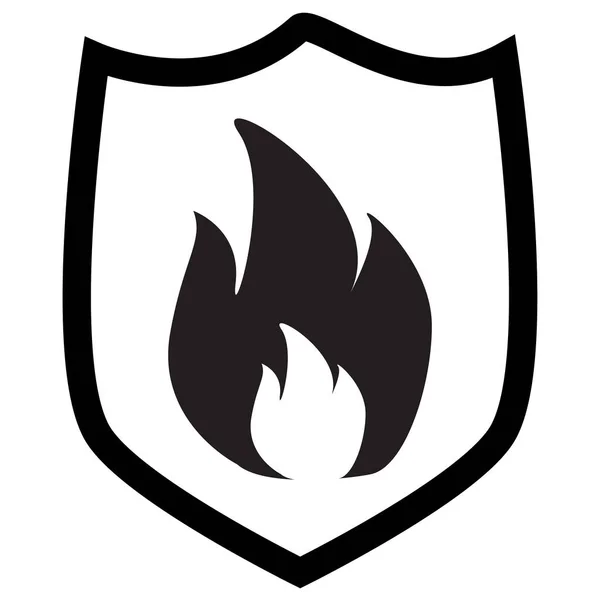 Fire Protection Shield Icon White Background Fire Protection Sign Fire — Stockvektor