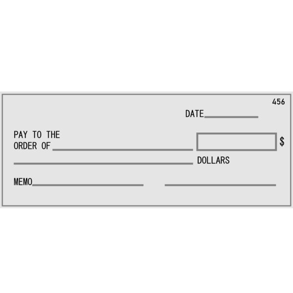 checkbook cheque page with empty fields to fill on white background. blank template of the bank check. flat style.