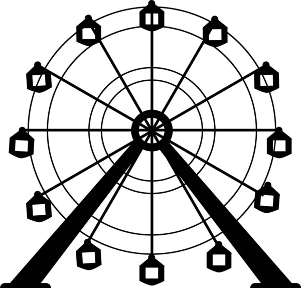 Ferris Wheel Silhouette White Background Ferris Wheel Lined Sign Flat — Vector de stock