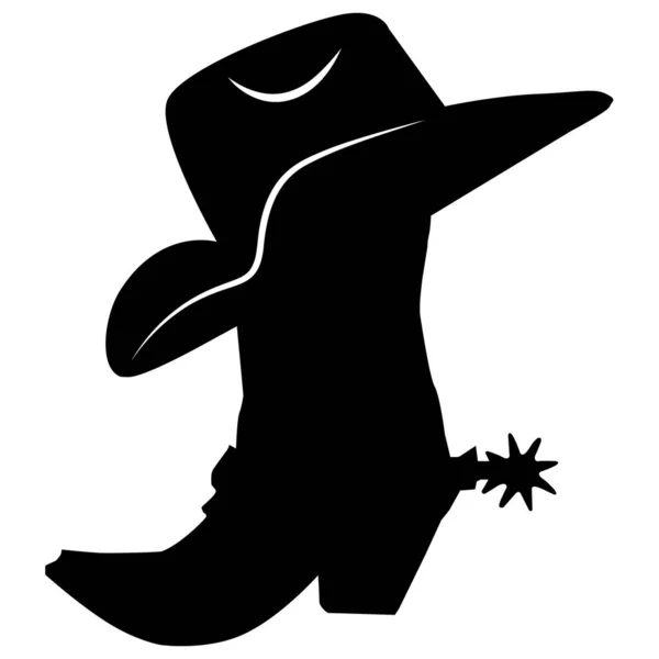 Cowboy Boot Hat White Background Cowboy Boot Western Hat Sign — Διανυσματικό Αρχείο