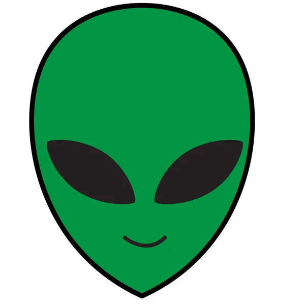 Alien Green Head Icon White Background Alien Face Sign Flat — Stockvektor