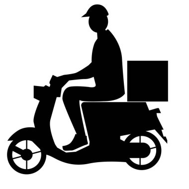 Delivery man icon on white background. Food delivery man sign. Man in a Motorocycle making a Delivery. flat style.