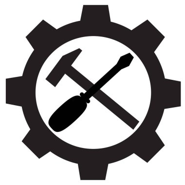 service tool icon on white background. gear symbol. flat style.
