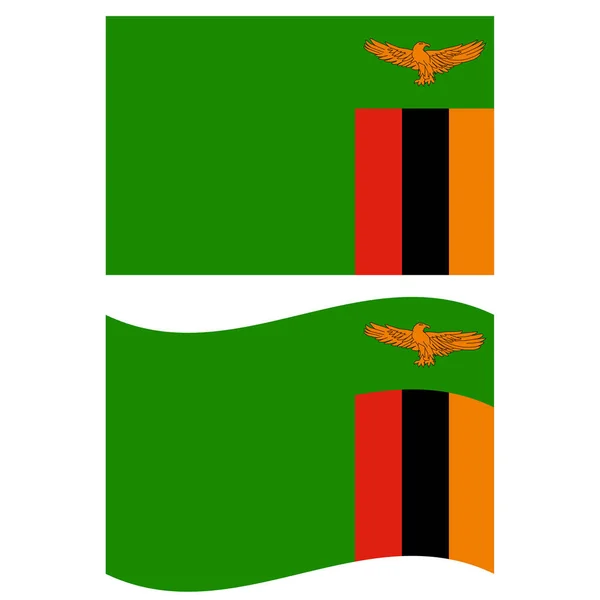 Flag Zambia Zambia National Flag Zambia Waving Flag Flat Style — Stock Vector