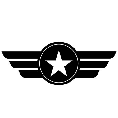 emblem badge millitary aviation logo on white background.. millitary star sign. aviation badge symbol. flat style