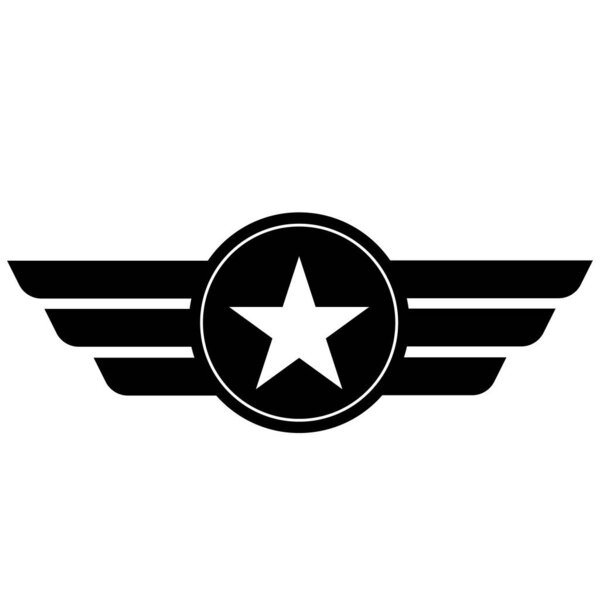 эмблема эмблема миллитарной авиации логотип на белом фоне.. миллитарный знак звезды. знак авиационного значка. Плоский стиль