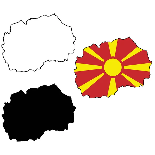 Map North Macedonia Flag Outline Map North Macedonia North Macedonia — Vector de stock