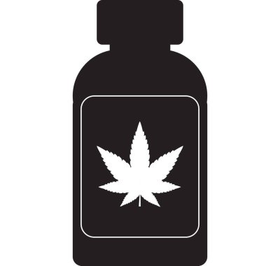 Pill bottle with medical marijuana pills on white background. Medical marijuana sign. flat style