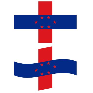 Caribbean state flag. Netherlands Antilles flag. Dutch Antilles Island waving flag. flat style.
