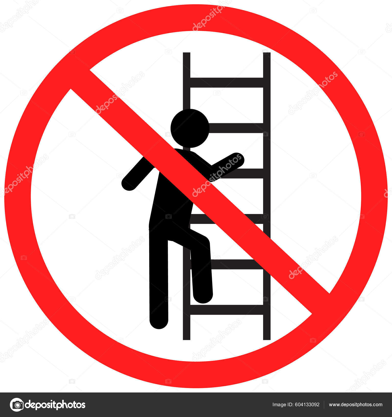 Use Ladder Sign Ladders Prohibition Sign Ladder Climbing Person Flat