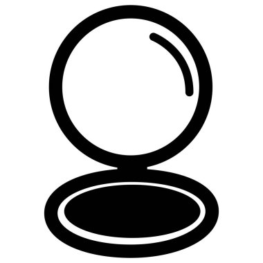 makeup powder icon on white background. mirror with powder sign. flat style.