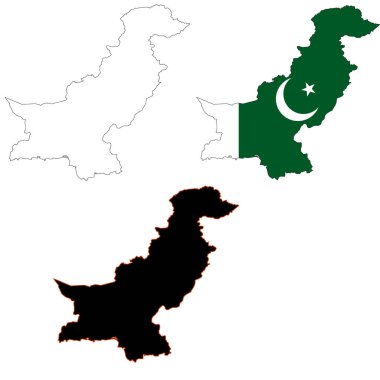 Pakistan map on white background. Pakistan map with flag sign. outline map of Pakistan. flat style.
