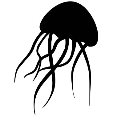 Jellyfish icon on white background. Jellyfish silhouette. flat style.