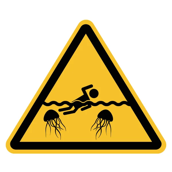 Warning Beware Jellyfish Icon White Background Sea Jellyfish Swimmer Sign — Stockový vektor