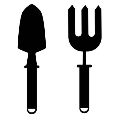 Garden tools icon on white background. Cutlery symbol. Fork garden sign. Trowel sign. flat style.