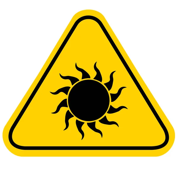 白い背景に太陽の危険標識 太陽への警告サインだ フラットなスタイル — ストックベクタ