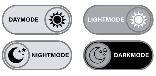 Botones Interruptor Encendido Apagado Botones Claros Oscuros Señal Día Noche — Archivo Imágenes Vectoriales
