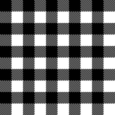 Tartan deseni. Siyah beyaz tartan İskoçya dikişsiz. Beyaz ve siyah oduncu bufalo.. 