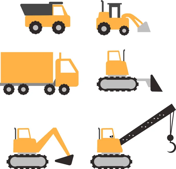 Ikone Für Baufahrzeuge Auf Weißem Hintergrund Baumaschinen Schild Flacher Stil — Stockvektor
