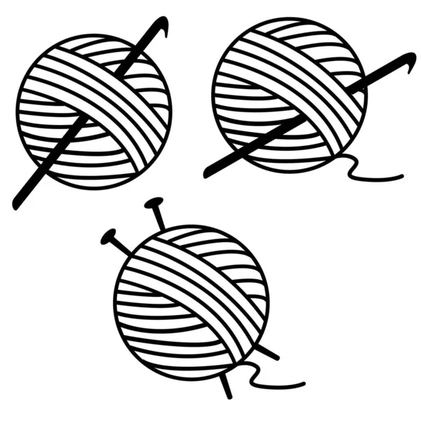 Strengen Van Garen Voor Het Haken Breien Breibord Vlakke Stijl — Stockvector