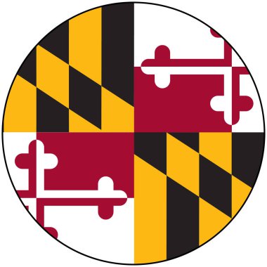 Maryland bayrağı yuvarlak. Maryland bayrak düğmesi. düz biçim.