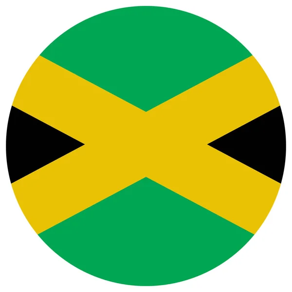 Jamaica Icon Circle White Background Jamaica Flag Button Flat Style — Stock Vector