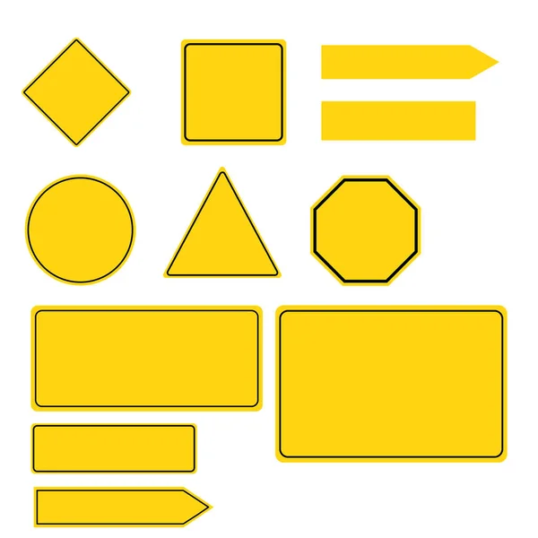 Συλλογή Από Κίτρινες Πινακίδες Λευκό Φόντο Κίτρινες Πινακίδες Έτοιμες Επίπεδο — Διανυσματικό Αρχείο