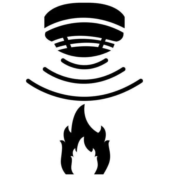 Feuerflammensensor Symbol Auf Weißem Hintergrund Rauchwarnmelderzeichen Flammenmelder Symbol Flacher Stil — Stockvektor