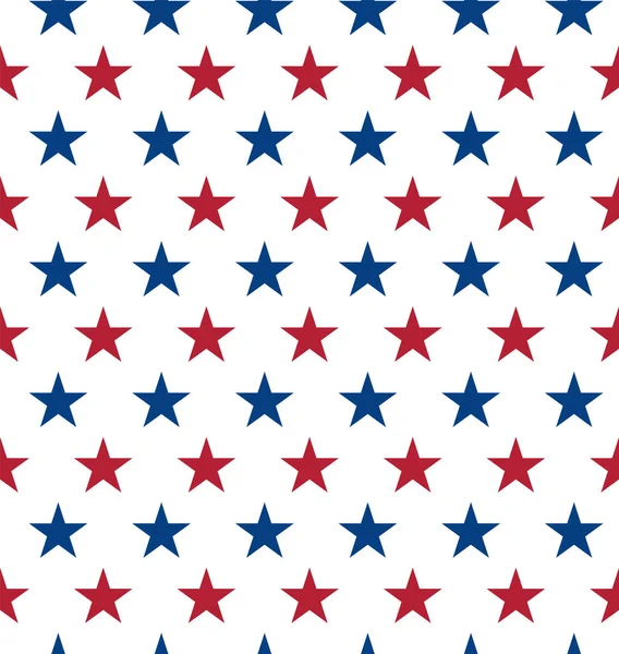 Varrat Nélküli Minta Vörös Kék Ötágú Csillagokból Csillagminta Amerikai Zászlószínekben — Stock Vector