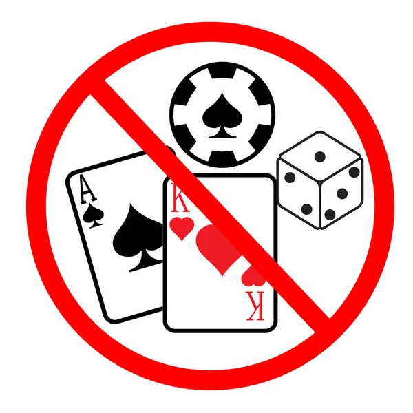 Aucun Jeu Interdit Signe Sur Fond Blanc Casino Symbole Interdit — Image vectorielle