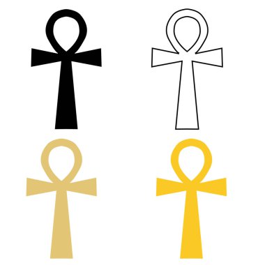 Beyaz arkaplanda Coptic cross Ankh simgesi. Ankh sembolü. Ankh ya da yaşam işareti. düz biçim.