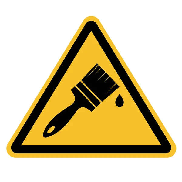 Warnung Nasse Farbe Auf Weißem Hintergrund Vorsicht Zeichen Nasser Farbe — Stockvektor