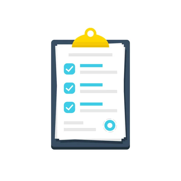 Clipboard Checklist Document Flat Design Checkmark Document Icon — Stock Photo, Image