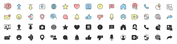 Social Networks Excellent Icons Collection Two Different Styles — Stock Photo, Image