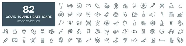 Covid Healthcare Line Icons Collection Vector Illustration Eps10 — Stock Photo, Image