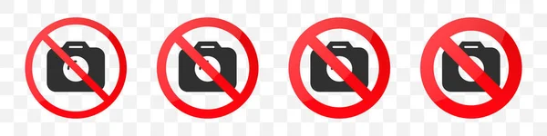 Verbodsbord Geen Fotocamera Collectie Vectorillustratie — Stockfoto