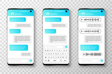 Mesajlı akıllı telefon sohbet baloncukları. Mobil uygulama şablonu
