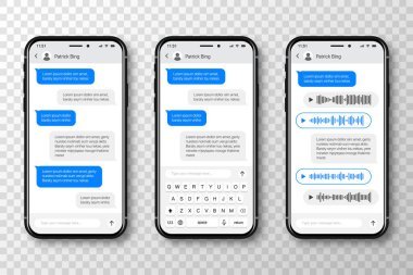 Mesajlı akıllı telefon sohbet baloncukları. Mobil uygulama şablonu