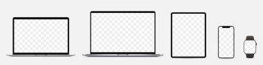 Ekran modeli. Dizüstü bilgisayarlar, tablet, akıllı telefon ve tasarım için boş ekran ile akıllı twatch