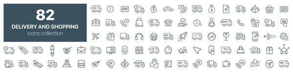 Delivery Shopping Line Icons Collection Big Icon Set Thin Outline — Stock Photo, Image