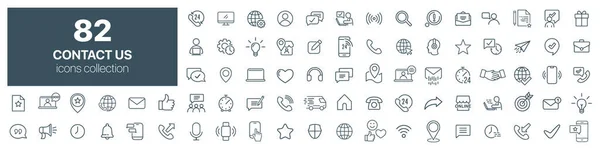 Contact Line Icons Collection Big Icon Set Thin Outline Icons — Stock Photo, Image