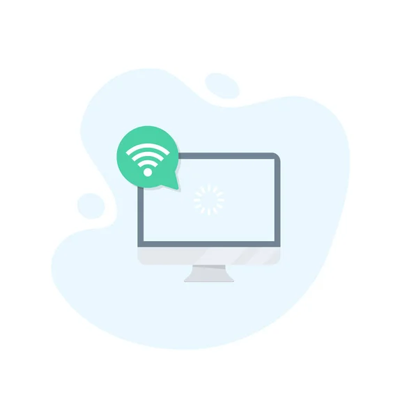 Computer monitor with WiFi icon in excellent flat design. Vector illustration eps10