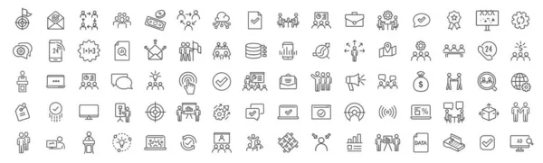 Teamwork Und Management Line Icons Sammlung Big Icon Set Thin — Stockfoto