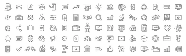 Business Finance Line Icons Collection Big Icon Set Thin Outline — Stock Photo, Image