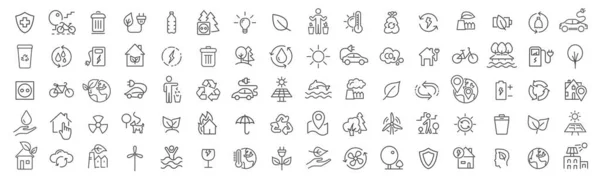 Eco Environment Line Icons Collection Big Icon Set Thin Outline — Stock Photo, Image